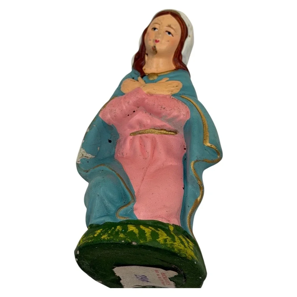 Vintage Mary Nativity Figurine Hand-Painted Religious Decor Christmas Holiday‎